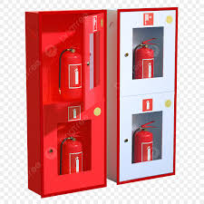 Fire cabinet for secure storage of fire safety equipment.