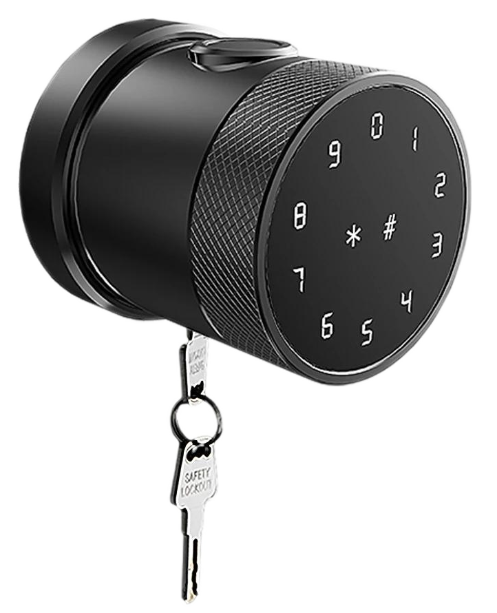 Smart Fingerprint and Keypad Knob Lock with fingerprint scanner and numeric keypad for secure entry.